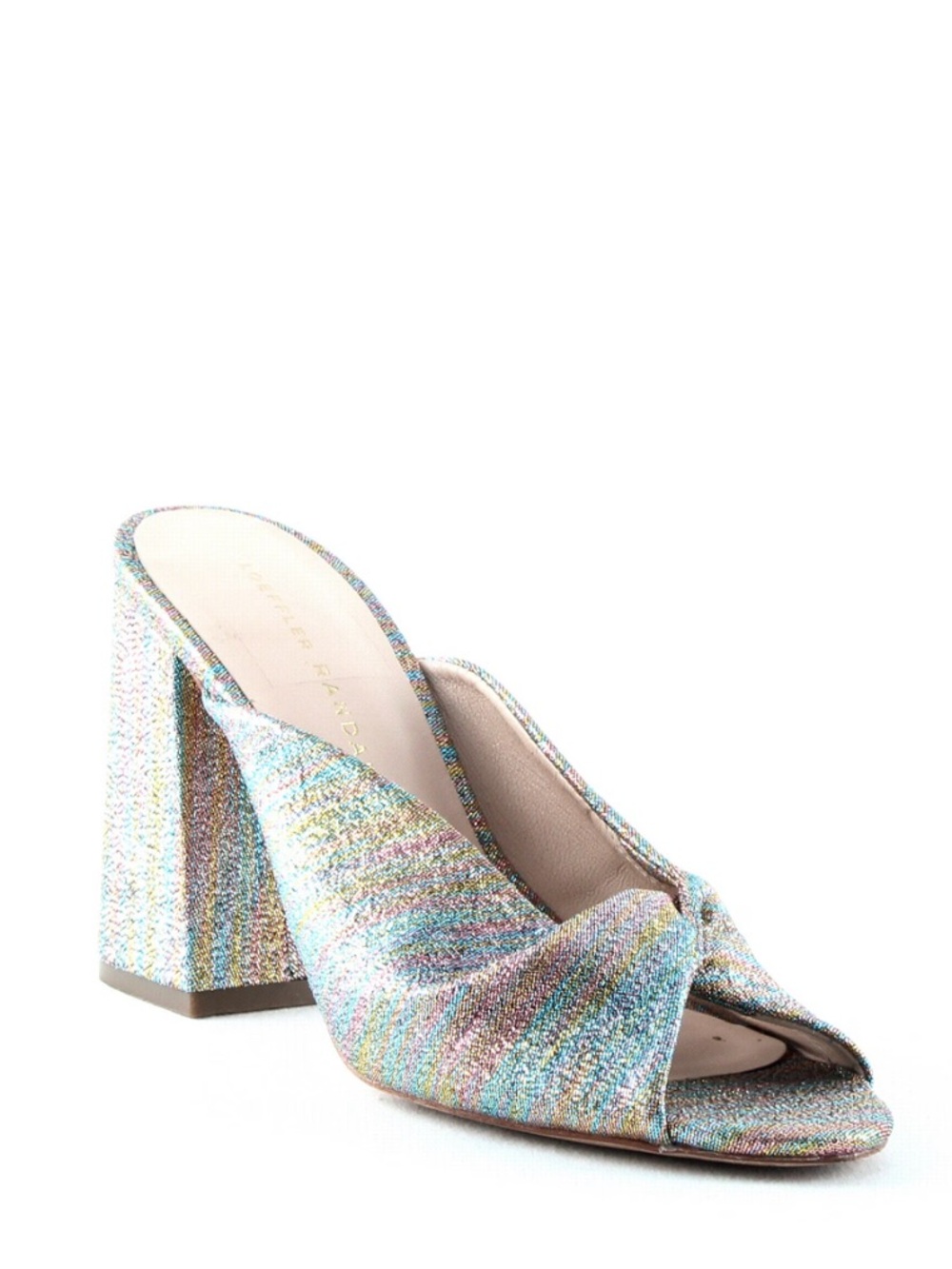 Loeffler Randall Laurel Rainbow Glitter Metallic Glitter Block Heel Mule Sz 6